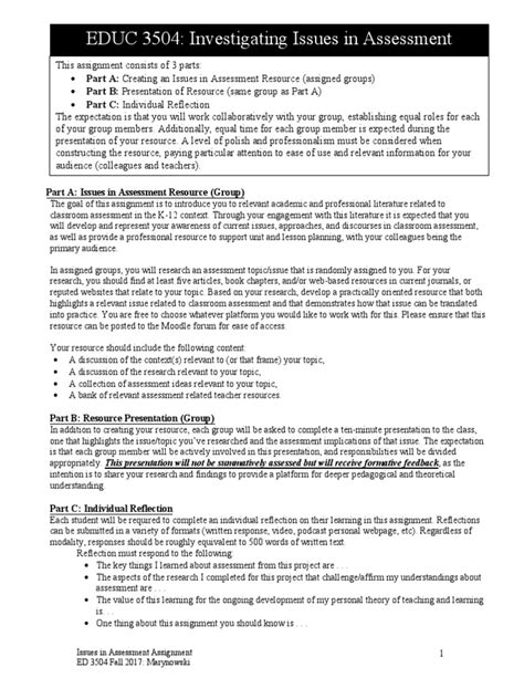 Issues In Assessment Assignment Overview Pdf Learning Theory