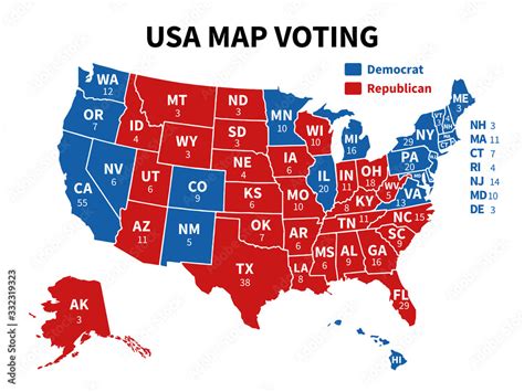 Usa Map Voting Presidential Election Map Each State American Electoral