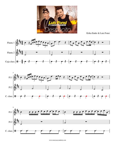 Despacito Flauta Dulce Luis Fonsi Daddy Yankee Sheet Music For Flute