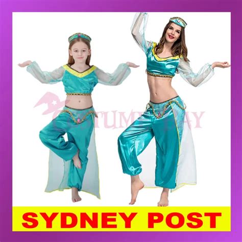 Aladdin Genie Princess Jasmine Arabian Belly Dancer Womens Halloween Costume Au 2248 Picclick