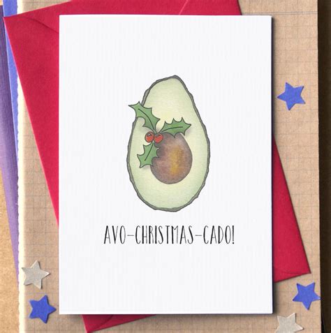 funny avocado christmas card by becka griffin illustration