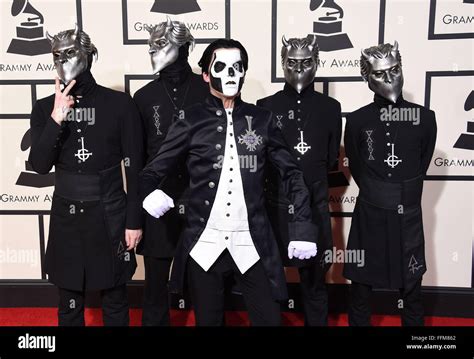 los angeles california usa 15th feb 2016 ghost arrives for the 58th annual grammy awards at