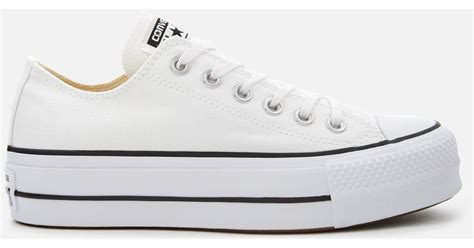 Converse Canvas Chuck Taylor All Star Lift Ox Trainers In White Save