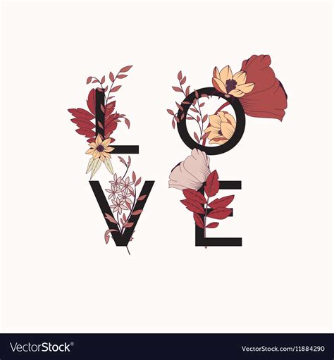 Flowers Typography Poster Design Text And Florals Vector Image