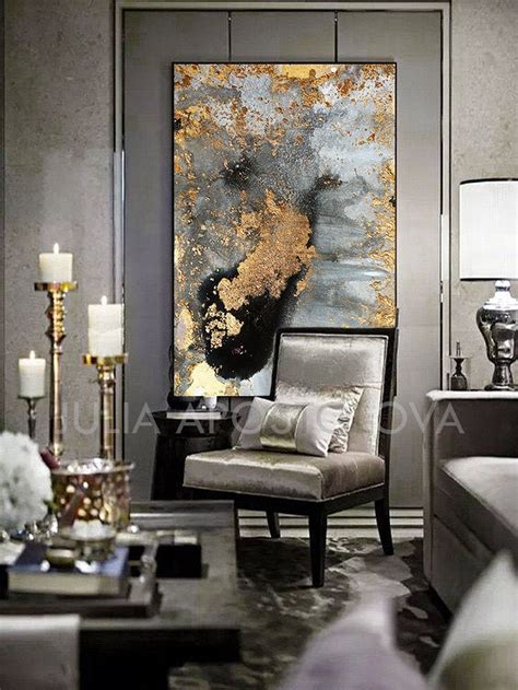 Check out our great posters, photo prints & wood wall art. Grey Gold Black & Gold Leaf Large Luxury Wall Art Canvas Print of Original Watercolor Abstract ...
