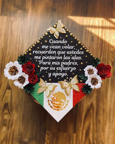 Custom Mexico Graduation Cap Topper Flag Floral Bling Etsy