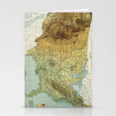 Vintage United States Physical Features Map 1915 Stationery Cards By