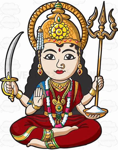 Hindu Goddess Clipart Parvati Indian Cartoon Vector