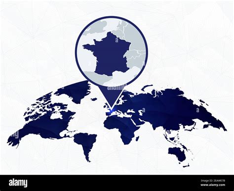 France Detailed Map Highlighted On Blue Rounded World Map Map Of