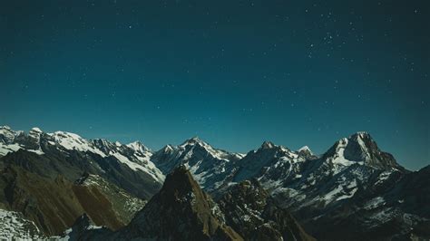 Mountains And The Night Sky Hd Wallpaper