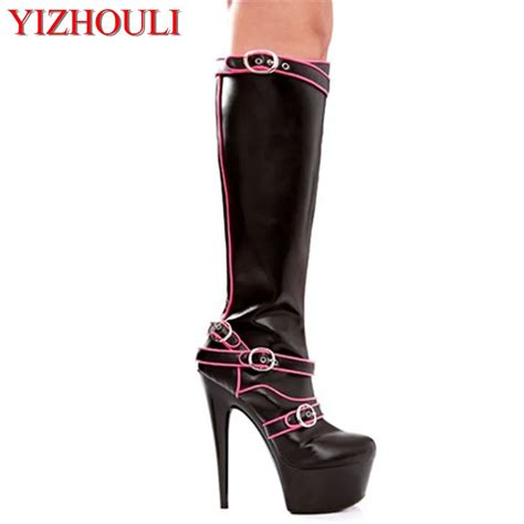 15cm Ultra High Heels Boots Medium Leg Double Hasp Women S Platform Boots Shoes 6 Inch Platform
