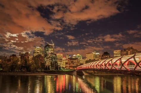Premium Photo Peace Bridge Over Bow River In Calgary Alberta Canada