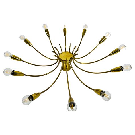 Italian Midcentury Brass 8 Arm Sputnik Chandelier Arredoluce Attributed