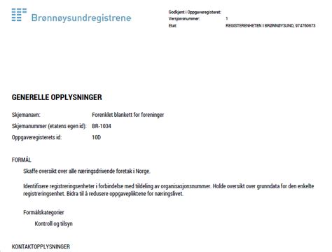 Skjemaer i etatens arbeidsområde - Brønnøysundregistrene