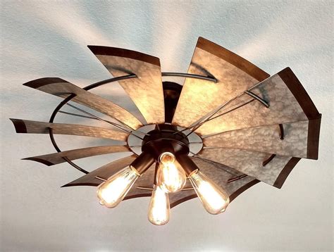 With a classic brass finish and frosted. Windmill Farmhouse Flush Mount Light Fixture Original ...