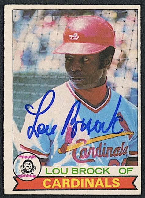 1,718 results for baseball cards lou brock. Lou Brock Signed 1979 O-Pee-Chee #350 Baseball Card (PA COA) | Pristine Auction