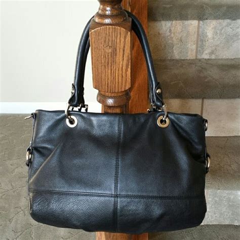 TIGNANELLO Black Leather Handbag Purse Black Leather Handbags