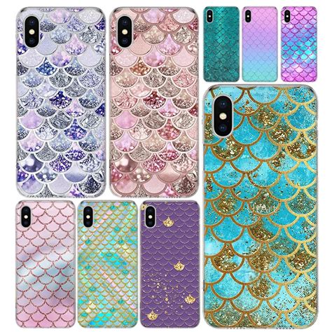 Funda de teléfono con patrón de pez sirena para iPhone 14 13 11 Pro 12