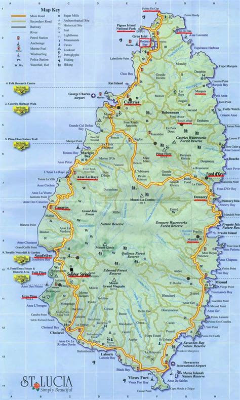 Large Detailed Road Map Of Saint Lucia Saint Lucia Large Detailed Road