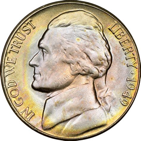 1949 D 5c Ms Jefferson Five Cents Ngc