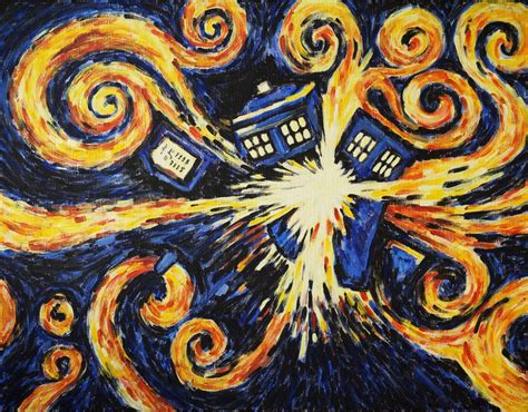 Vincent Van Gogh Doctor Who Exploding Tardis Painting Tardis Art