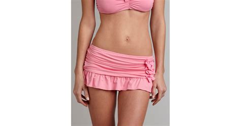 Lyst Kenneth Cole Ruched Skirted Hipster Bikini Bottoms In Pink