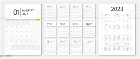 Vetores De Calendário 2022 Calendário 2023 Semana Começam Segundafeira