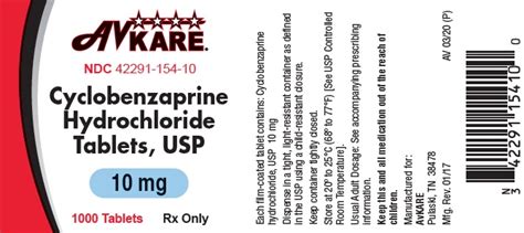 Cyclobenzaprine Hydrochloride Avkare Fda Package Insert