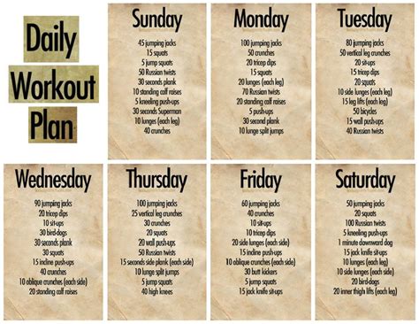 Daily Workout Plan Workouts Pinterest Daily Workouts
