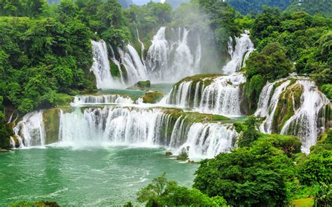 Download Wallpapers Mountain Waterfall Rainforest Highlands China