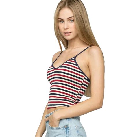Womens Striped Vest Sexy Short Tops Crops For Summer Tank Top Straps