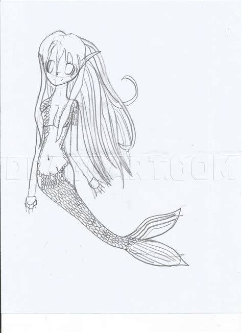 How To Draw An Anime Mermaid Coloring Page Trace Drawing