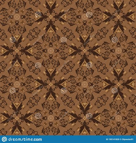 Modern Flower Pattern On Javanese Batik With Smooth Dark Brown Color