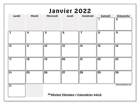 Calendriers Janvier 2022 à Imprimer Michel Zbinden Fr