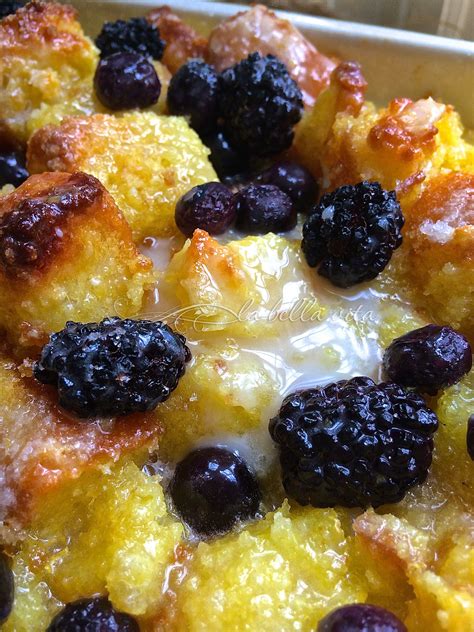 Blackberry And Blueberry Bread Pudding With Limoncello