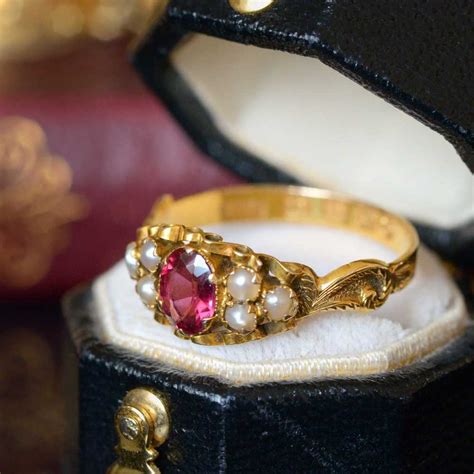 Antique Garnet Seed Pearl Ring In Ct Gold Antique And Vintage