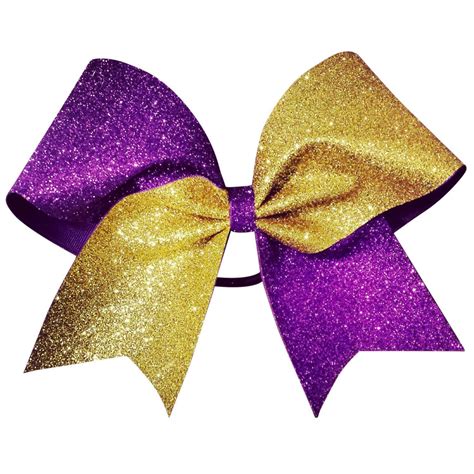 Two Color Glitter Bow Gold And Purple Glitter Cheer Bow Bragabit