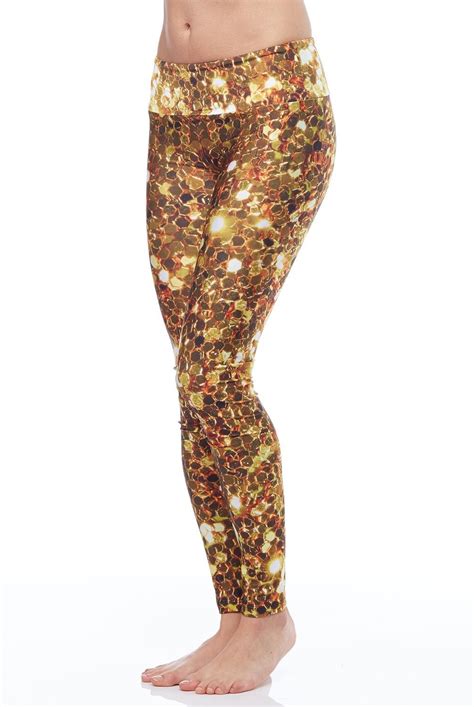 Gold Sequins Long Legging Long Leggings Legging Fun Print Leggings