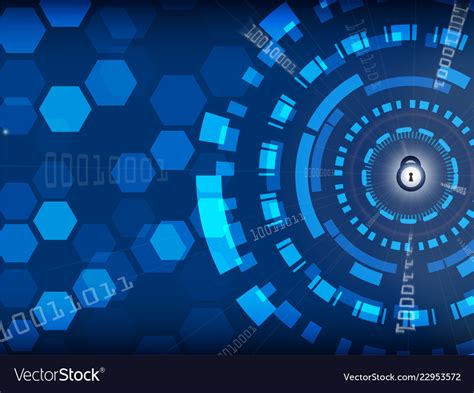 Blue Cyber Security Background With Lock Vector Image