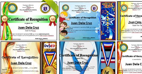 Deped Certificate Of Recognition Template Free Download Templates