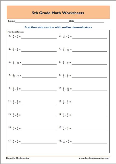 Th Grade Math Worksheets Pdf Printable Pdf Worksheets Fifth Grade