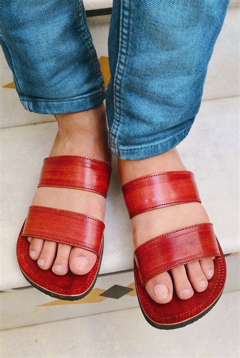 Handmade Genuine Leather Slippers For Menfathers Day T Etsy