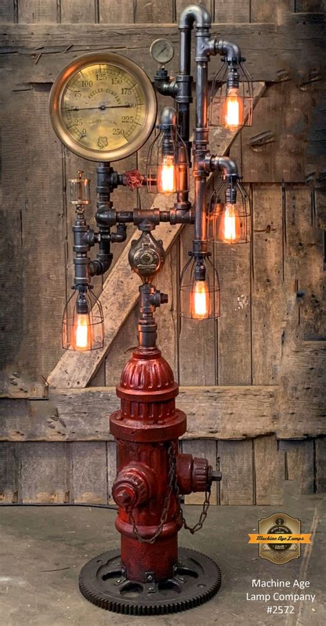 Steampunk Industrial Fire Hydrant Floor Lamp Steam Gauge Lamp