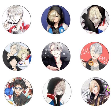 6pcsset Anime Yuri On Ice Badge Cartoon Pins Victor Yuri Collection Bags Cosplay Brooch For