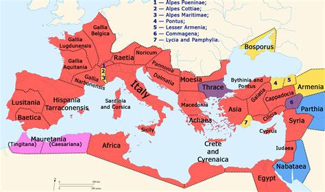 Map Of The Roman Empire And Neighboring States By 41 Red Italy And