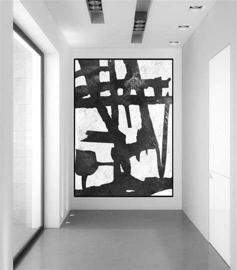 Extra Large Wall Art Abstract Painting On Canvas Black And Etsy