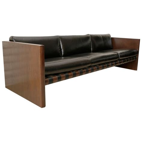 This george nelson sling sofa for herman miller is in very good. Cantilevered Walnut Leather and Iron Sling Sofa at 1stdibs