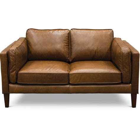 Modern Classic Cocoa Brown Leather Loveseat Brompton Rc Willey