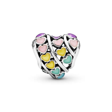 Pandora marks second year of unicef partnership with new world children's day charm. Multi-Color Hearts Charm, Mixed Enamel