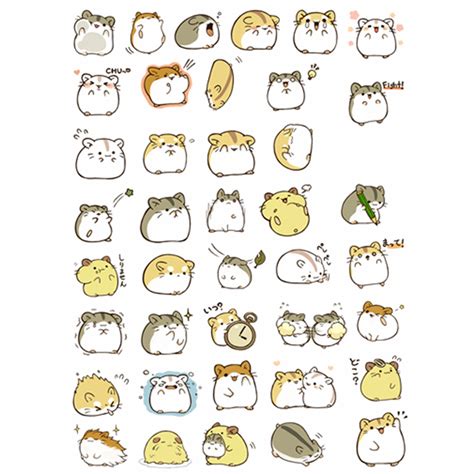 Hot Cute Hamster Emotion Animal Stickers Scrapbooking
